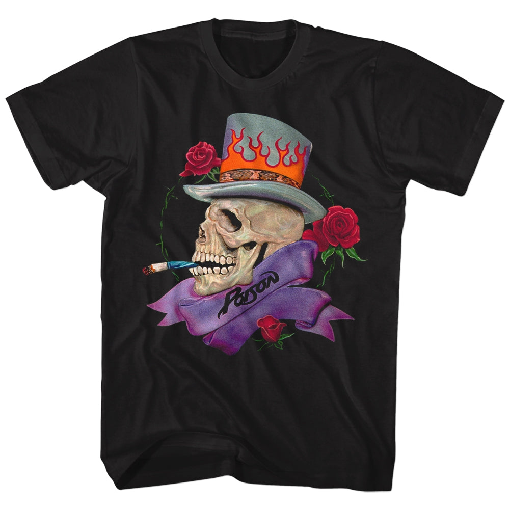 Poison Mens S/S T-Shirt - Skull Smokin Poison - Solid Black Hoodie, Sweatshirt | CiraTrend.com