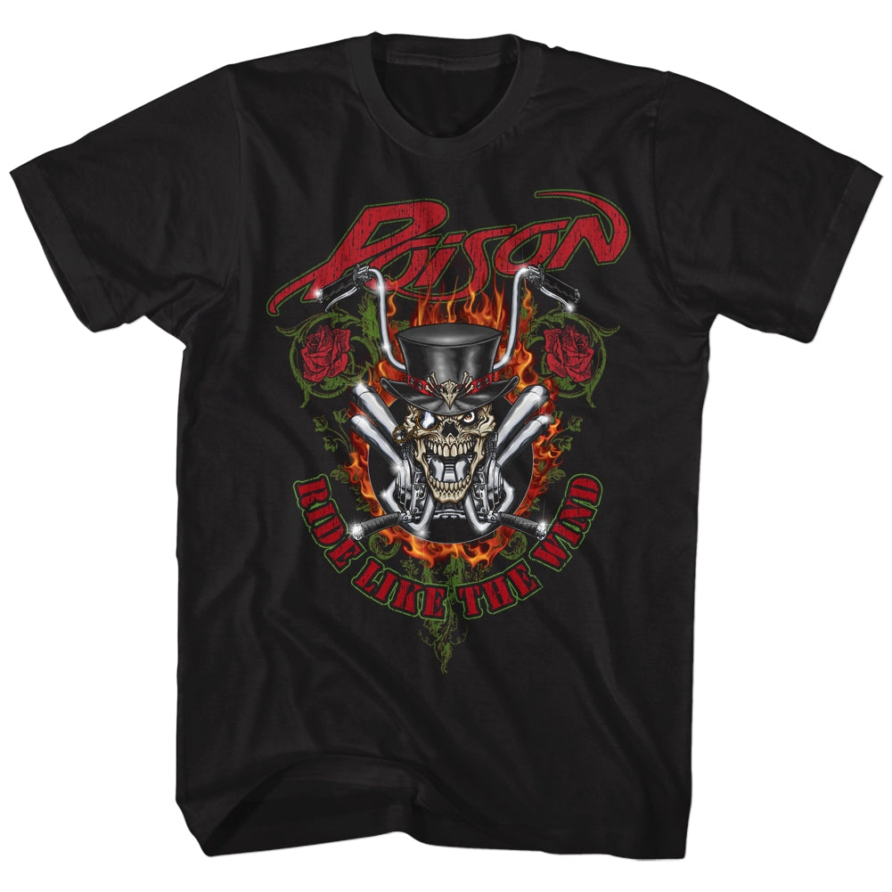 Poison Mens S/S T-Shirt - Ride Like The Wind - Solid Black Hoodie, Sweatshirt | CiraTrend.com