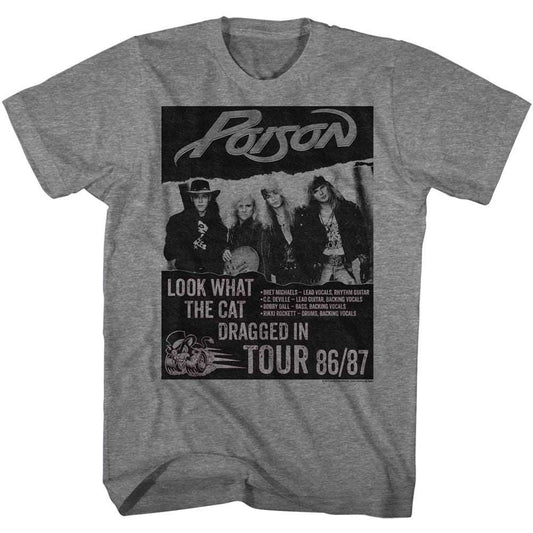 Poison Look What The Cat Dragged In Tour Heather T-shirt Graphite