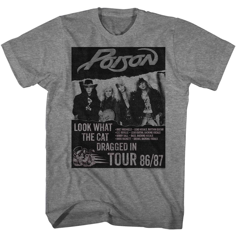 Poison Mens S/S T-Shirt - Look What Tour - Heather Graphite Heather Hoodie, Sweatshirt | CiraTrend.com