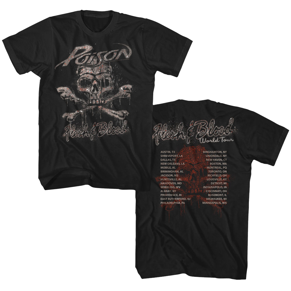 Poison Mens S/S T-Shirt - Flesh & Blood World Tour - Solid Black Hoodie, Sweatshirt | CiraTrend.com