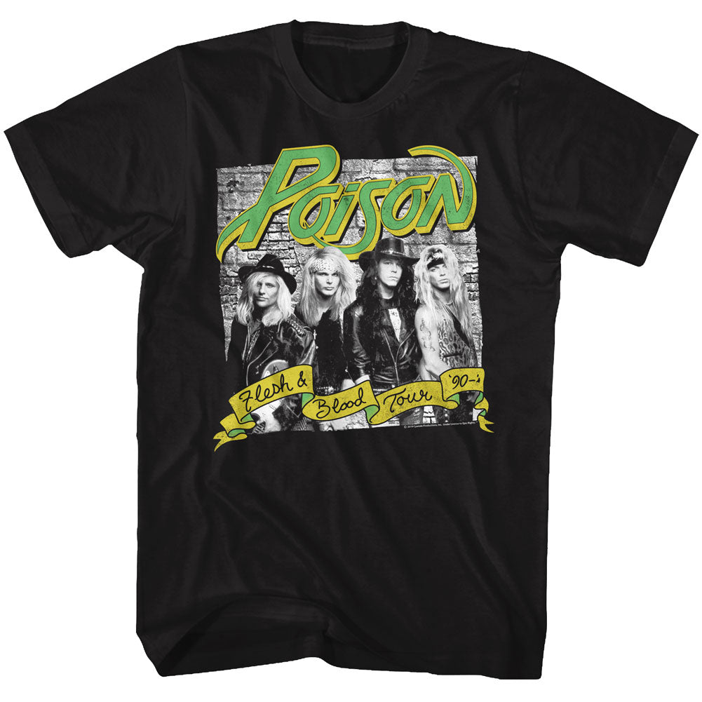 Poison Mens S/S T-Shirt - Flesh Blood Banner - Solid Black Hoodie, Sweatshirt | CiraTrend.com