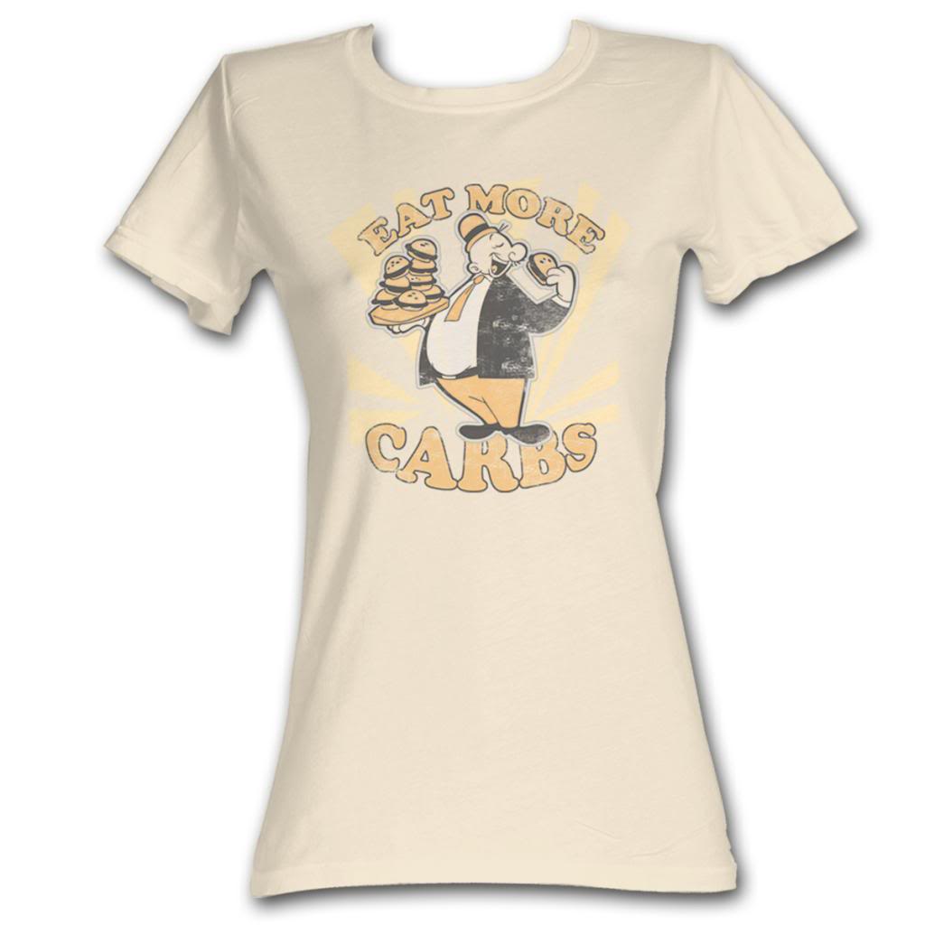 Popeye Juniors S S Eat More Carbs Solid Natural T-Shirts, Hoodie, Sweatshirt