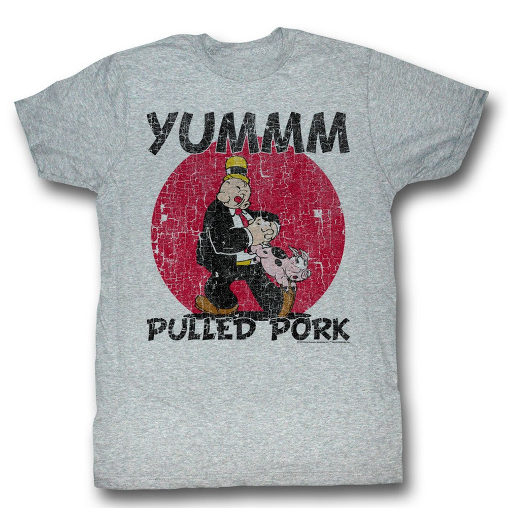 Popeye Mens S/S T-Shirt - Pulled Pork - Heather Gray Heather Hoodie, Sweatshirt | CiraTrend.com