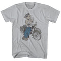 Popeye Mens S/S T-Shirt - Cycle - Solid Silver Hoodie, Sweatshirt | CiraTrend.com