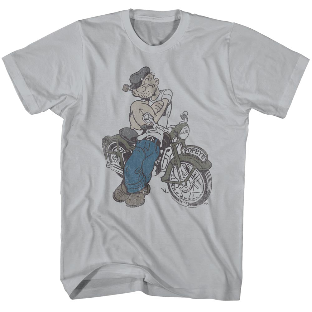 Popeye Mens S/S T-Shirt - Cycle - Solid Silver Hoodie, Sweatshirt | CiraTrend.com