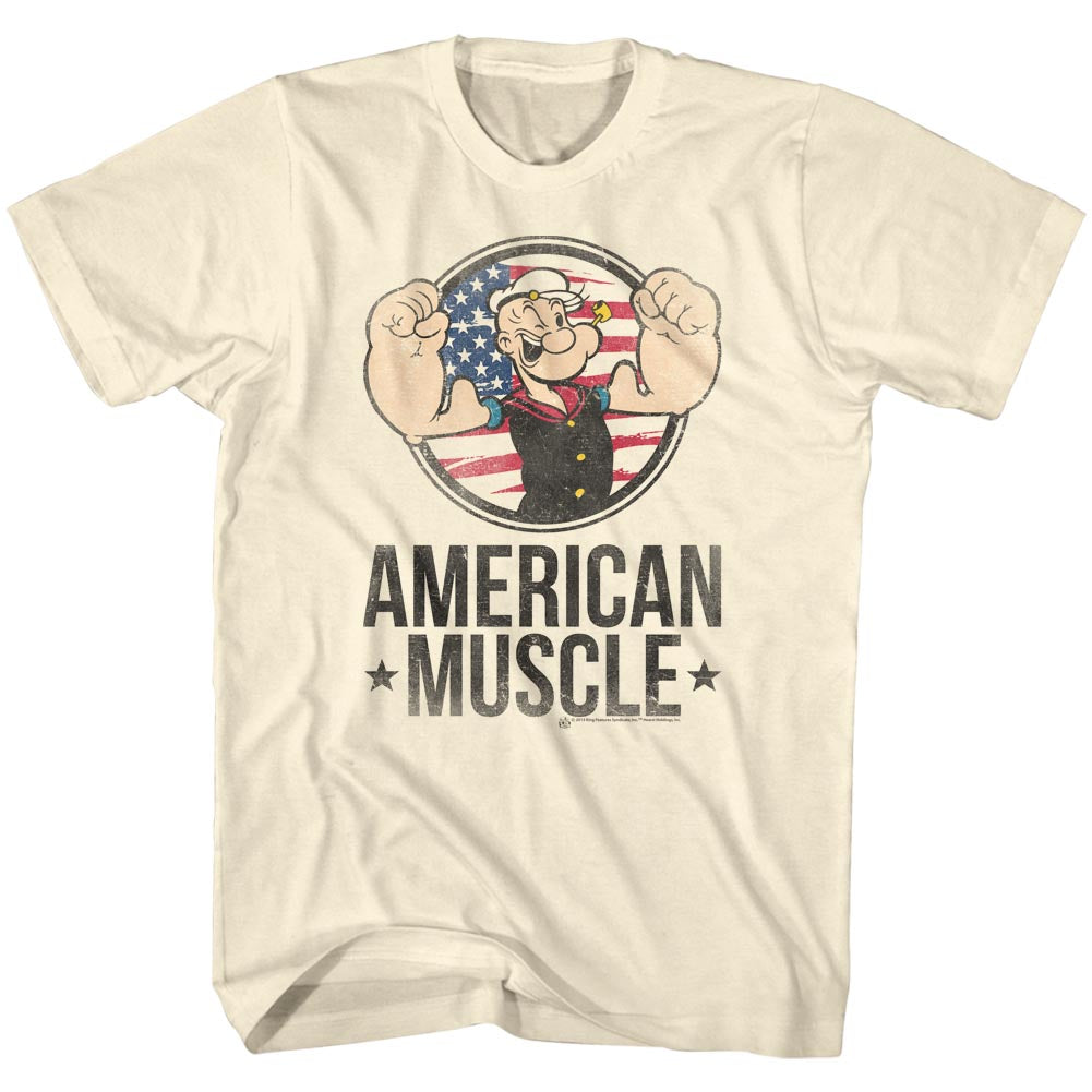 Popeye Mens S/S T-Shirt - Muscle - Solid Natural Hoodie, Sweatshirt | CiraTrend.com