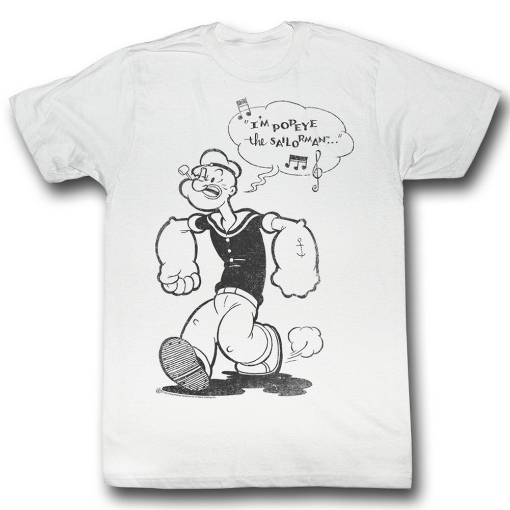 Popeye Mens S/S T-Shirt - Sailorman - Solid White Hoodie, Sweatshirt | CiraTrend.com