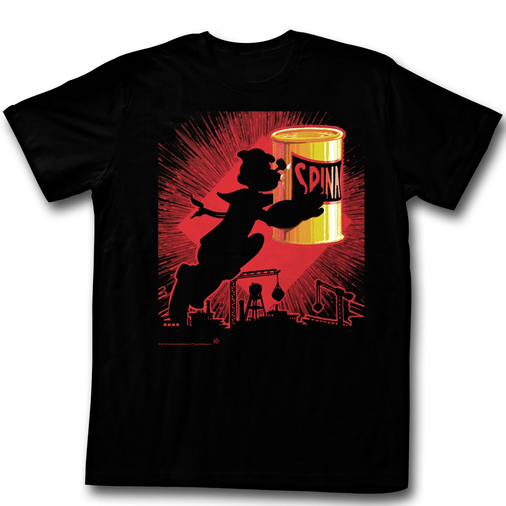 Popeye Mens S/S T-Shirt - Silhouette - Solid Black Hoodie, Sweatshirt | CiraTrend.com