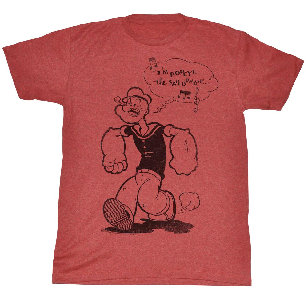 Popeye Mens S/S T-Shirt - Sailorman - Heather Red Heather Hoodie, Sweatshirt | CiraTrend.com