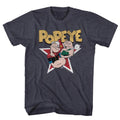 Popeye Mens S/S T-Shirt - Popeyestar - Heather Navy Heather Hoodie, Sweatshirt | CiraTrend.com