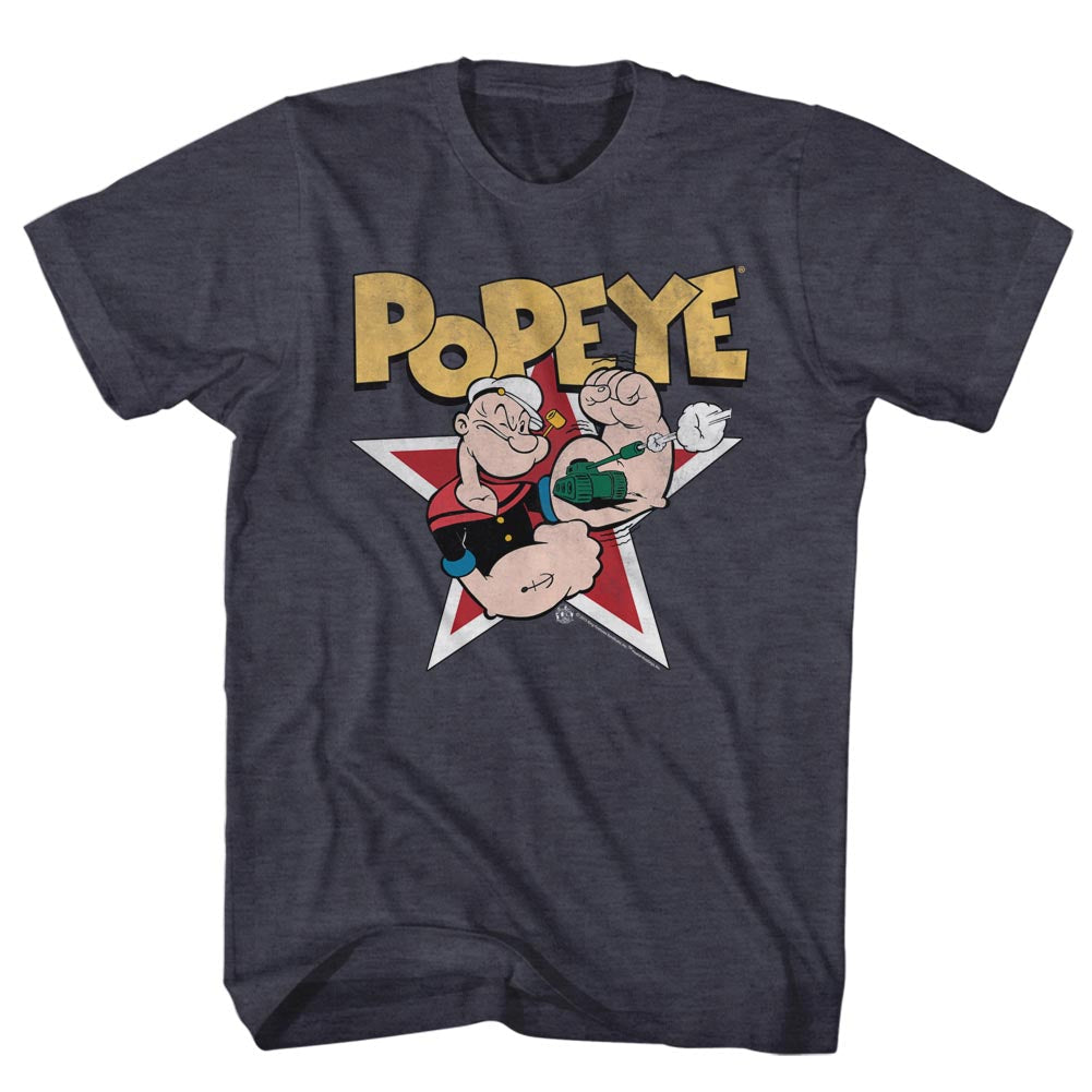 Popeye Mens S/S T-Shirt - Popeyestar - Heather Navy Heather Hoodie, Sweatshirt | CiraTrend.com