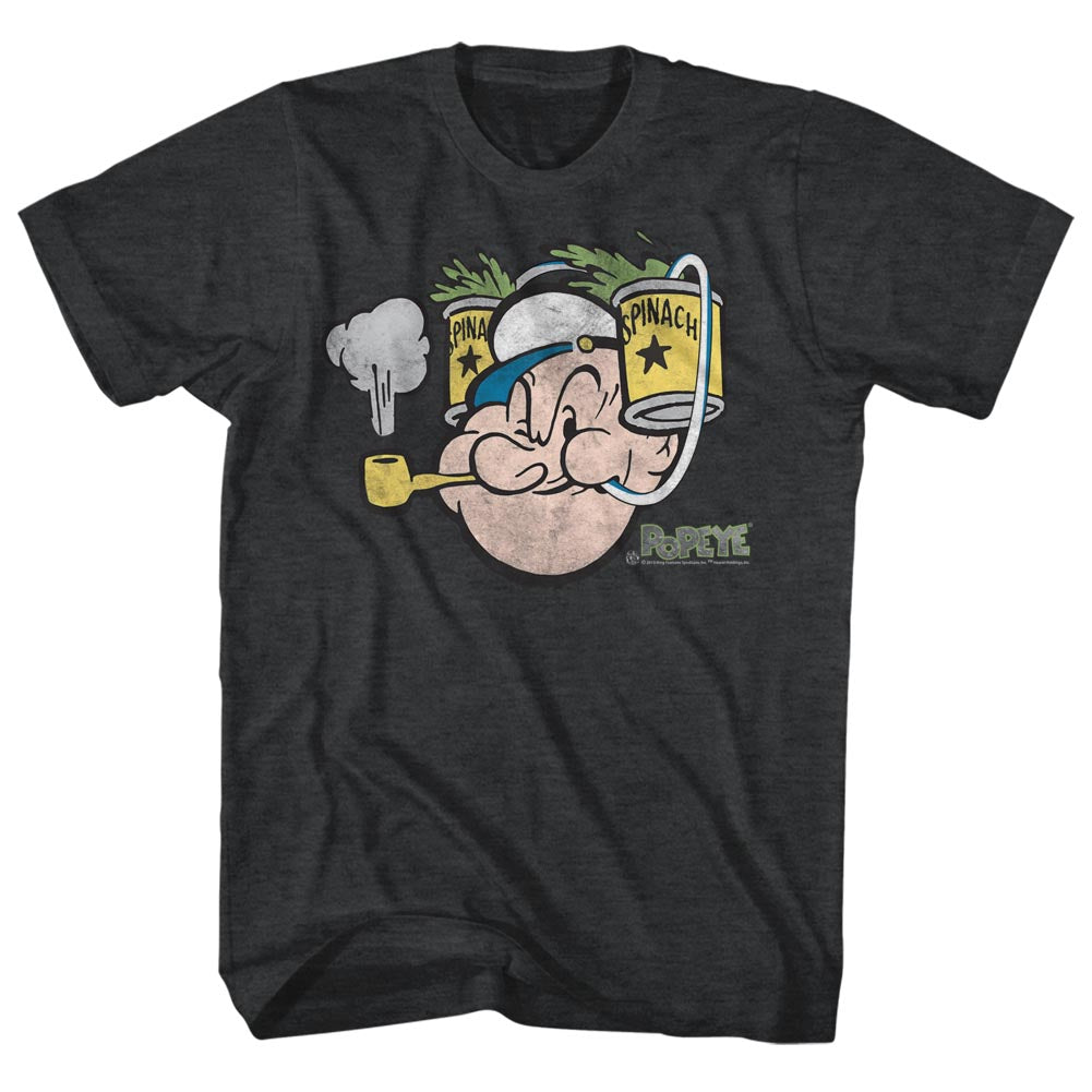 Popeye Mens S/S T-Shirt - Spinach - Heather Black Heather Hoodie, Sweatshirt | CiraTrend.com