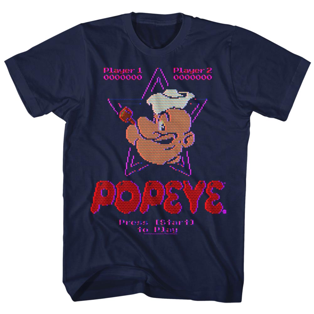 Popeye Mens S/S T-Shirt - Old Game - Solid Navy Hoodie, Sweatshirt | CiraTrend.com