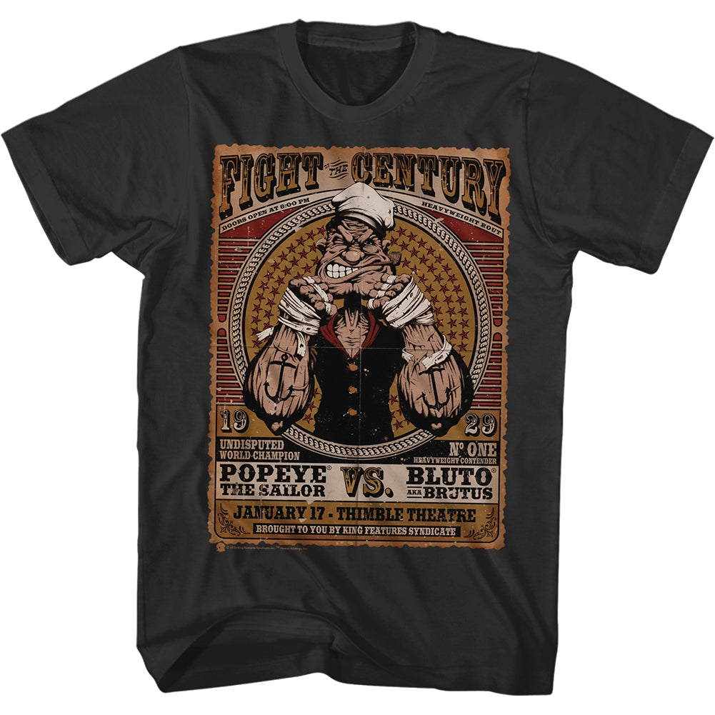 Popeye S S Fight Century Solid Black T-Shirts, Hoodie, Sweatshirt