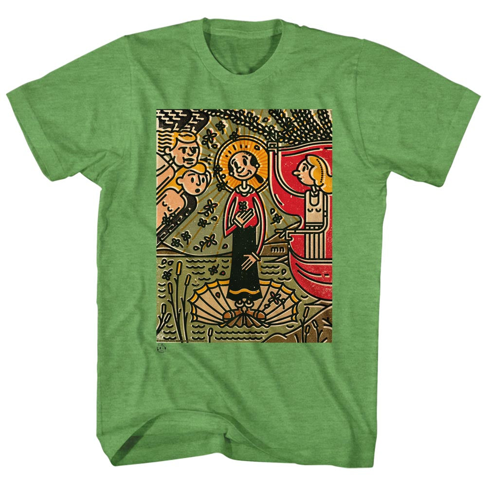 Popeye Mens S/S T-Shirt - Mosaic Olive - Heather Kelly Heather Hoodie, Sweatshirt | CiraTrend.com