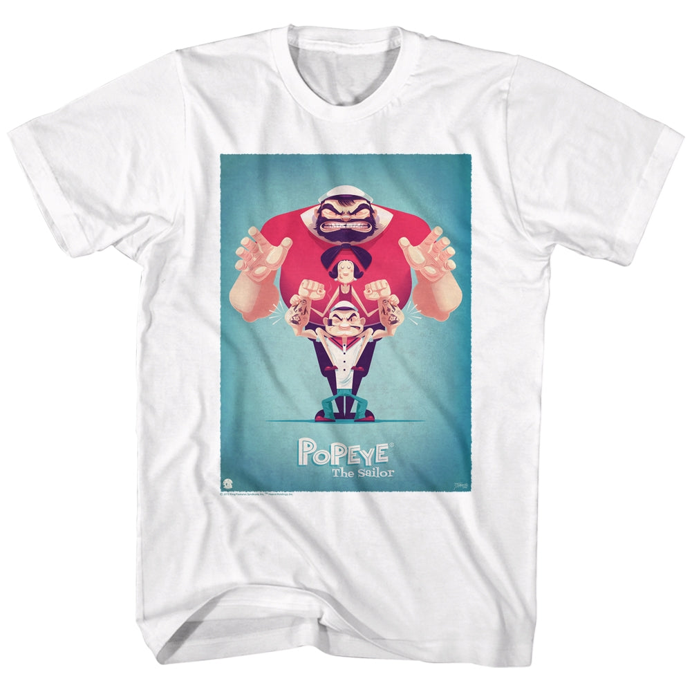 Popeye Mens S/S T-Shirt - Popeye And Friends - Solid White Hoodie, Sweatshirt | CiraTrend.com