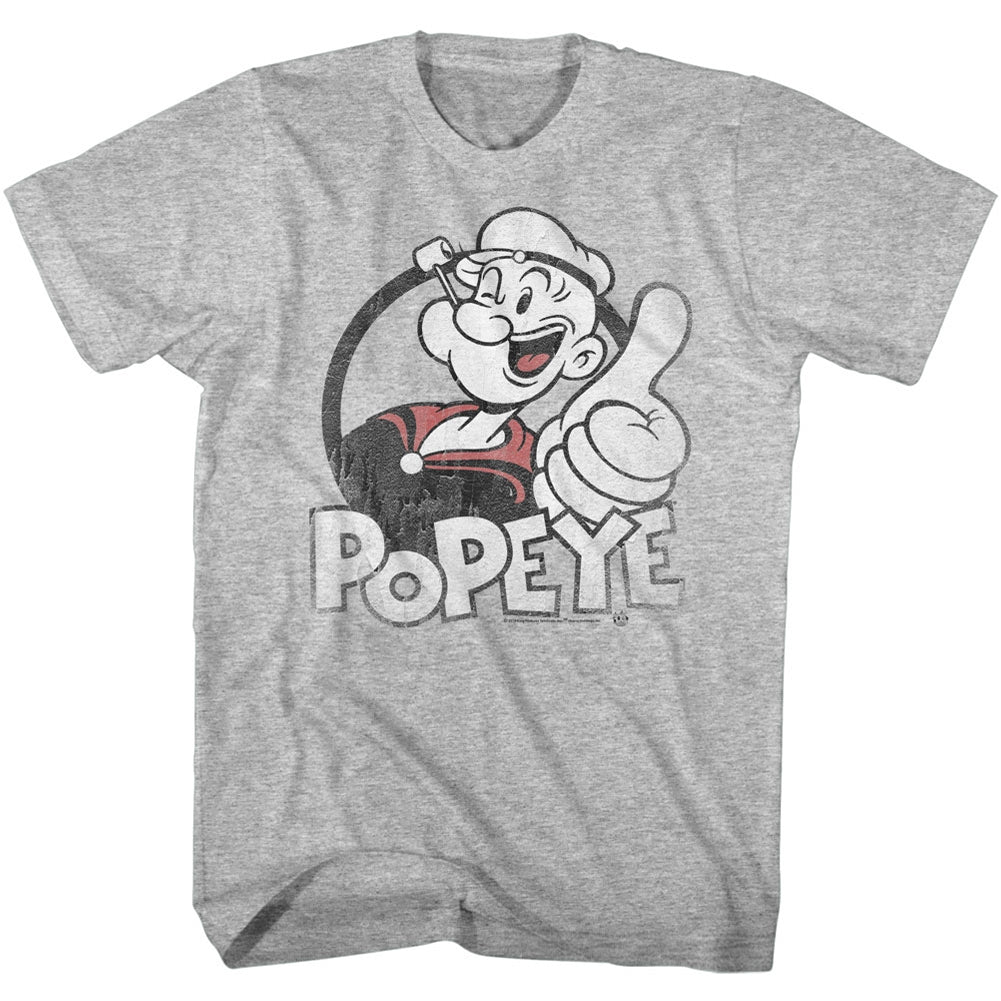 Popeye Mens S/S T-Shirt - Thumbs Up - Heather Gray Heather Hoodie, Sweatshirt | CiraTrend.com