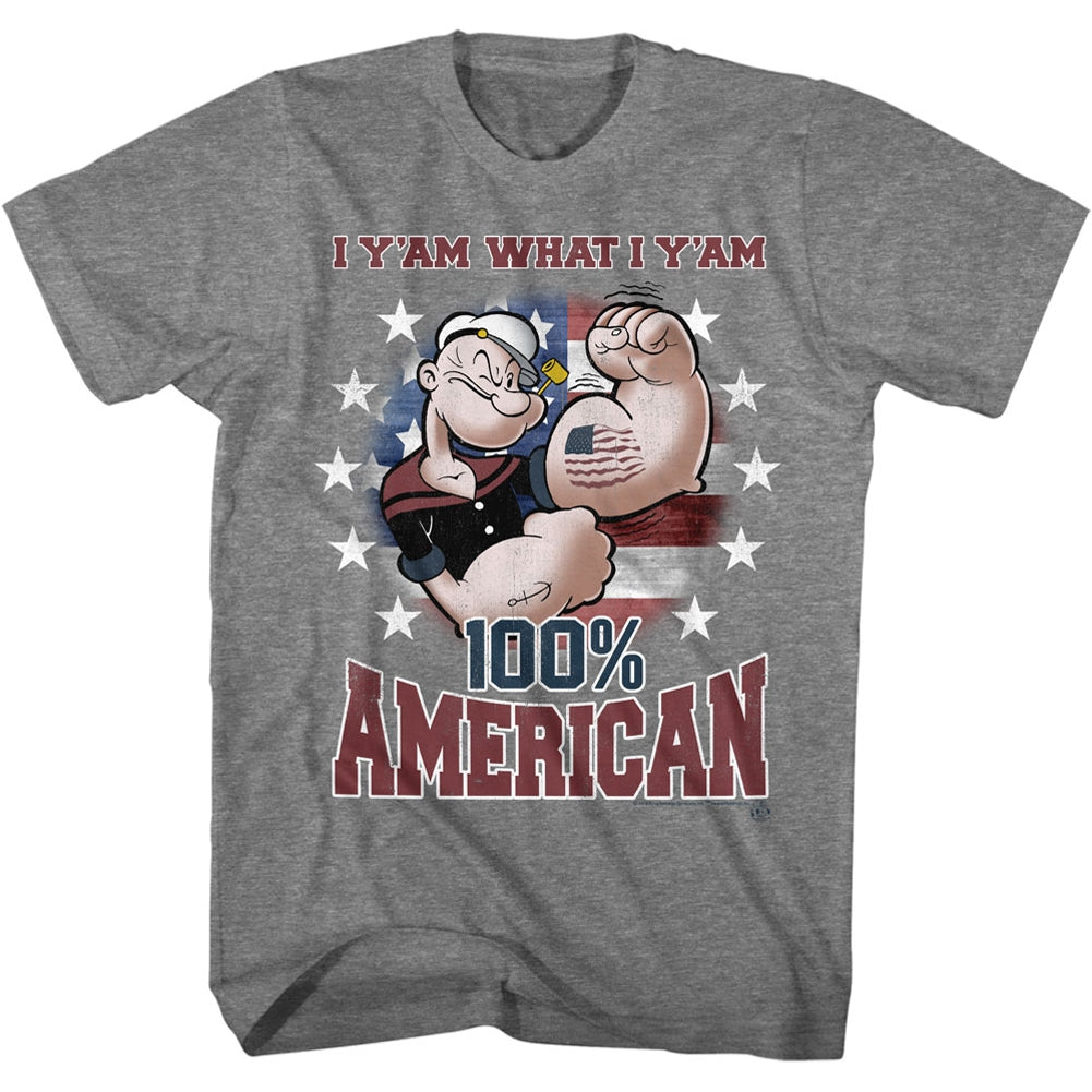 Popeye Mens S/S T-Shirt - Yam American - Heather Graphite Heather Hoodie, Sweatshirt | CiraTrend.com