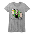 Popeye Girls Juniors S/S T-Shirt - Go Green - Heather Gray Heather Hoodie, Sweatshirt | CiraTrend.com