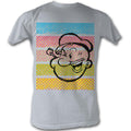 Popeye Mens S/S T-Shirt - Popeye Color Stripes - Solid Silver Hoodie, Sweatshirt | CiraTrend.com