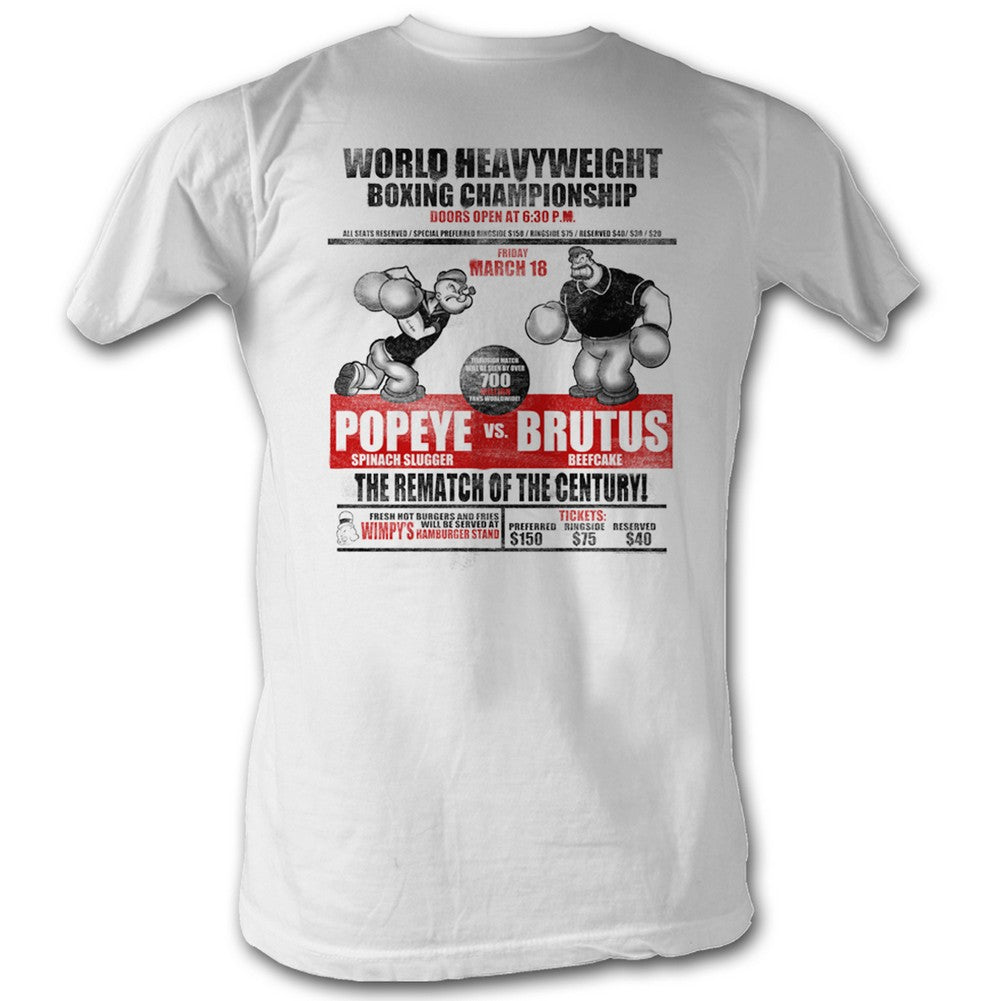 Popeye Mens S/S T-Shirt - Popeye Vs. Brutus - Solid White Hoodie, Sweatshirt | CiraTrend.com