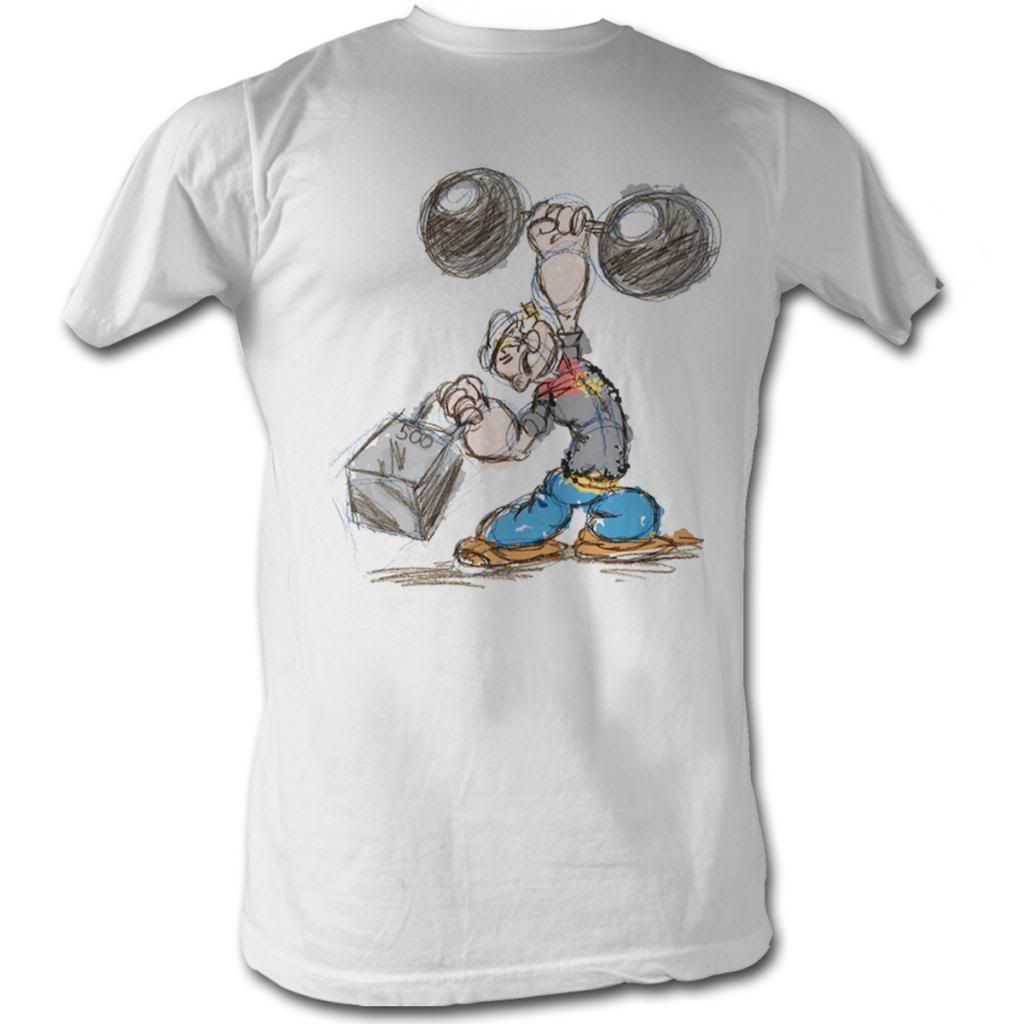 Popeye Mens S/S T-Shirt - Popeye Sketch - Solid White Hoodie, Sweatshirt | CiraTrend.com