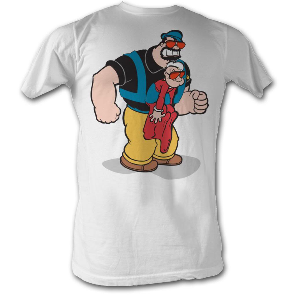 Popeye Mens S/S T-Shirt - Pappa Brutus - Solid White Hoodie, Sweatshirt | CiraTrend.com