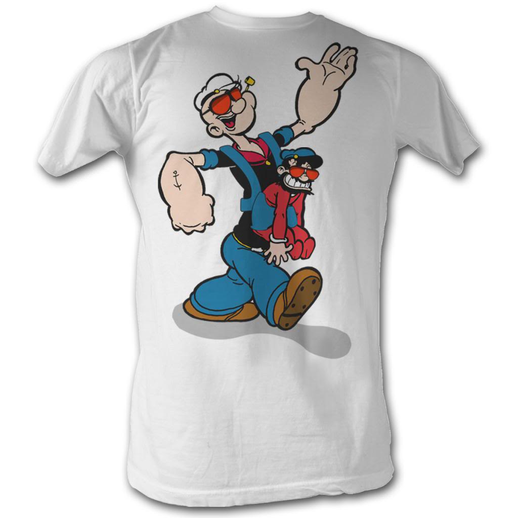 Popeye Mens S/S T-Shirt - Pappa Popeye - Solid White Hoodie, Sweatshirt | CiraTrend.com