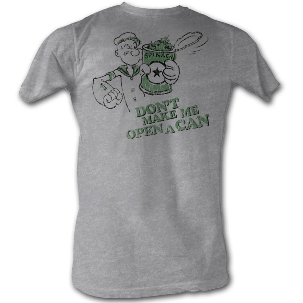 Popeye Mens S/S T-Shirt - Open A Can - Heather Gray Heather Hoodie, Sweatshirt | CiraTrend.com