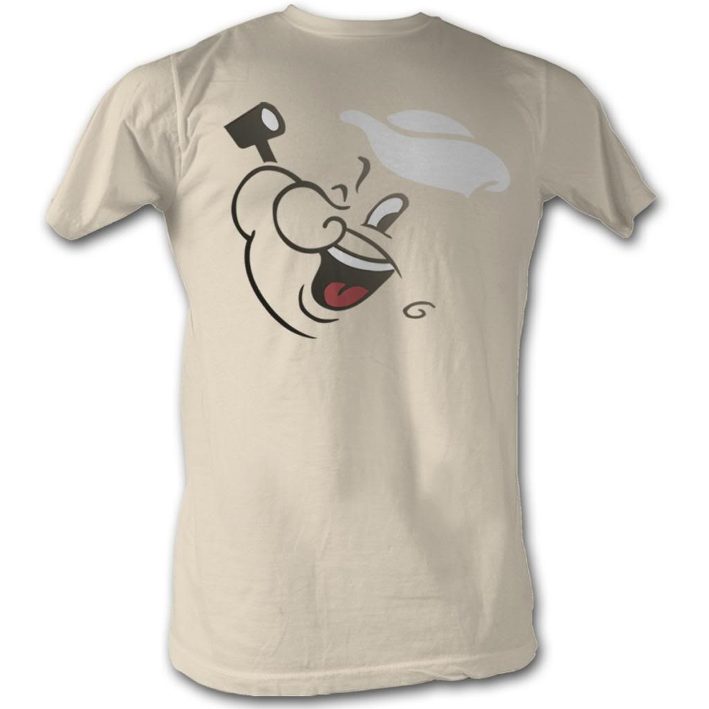 Popeye Mens S/S T-Shirt - Popface - Solid Natural Hoodie, Sweatshirt | CiraTrend.com