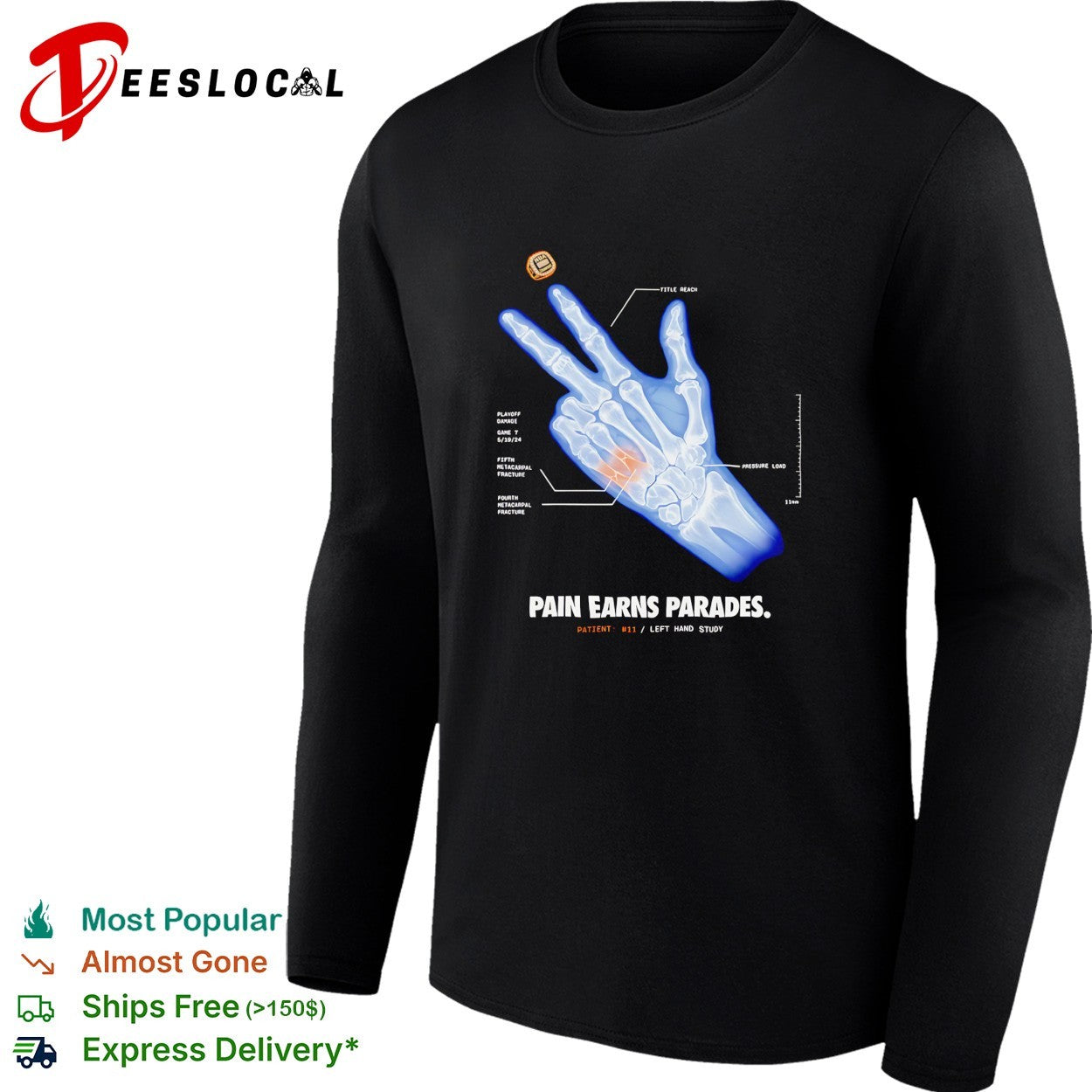 Pain earns parades hand x ray shirt