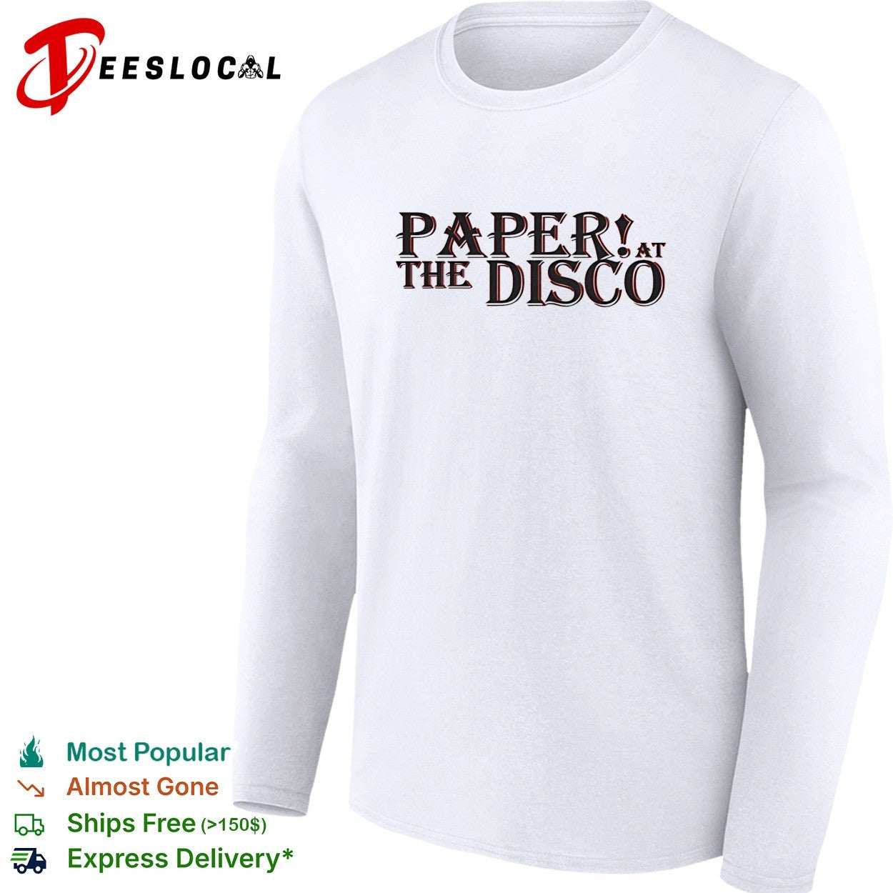 Paper at the disco band music typography shirt