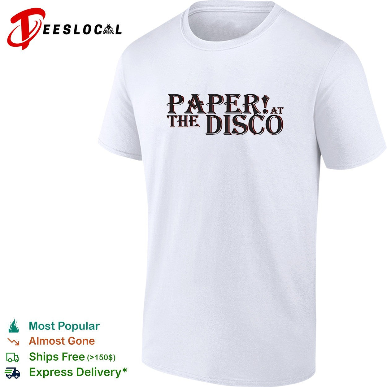 Paper at the disco band music typography shirt
