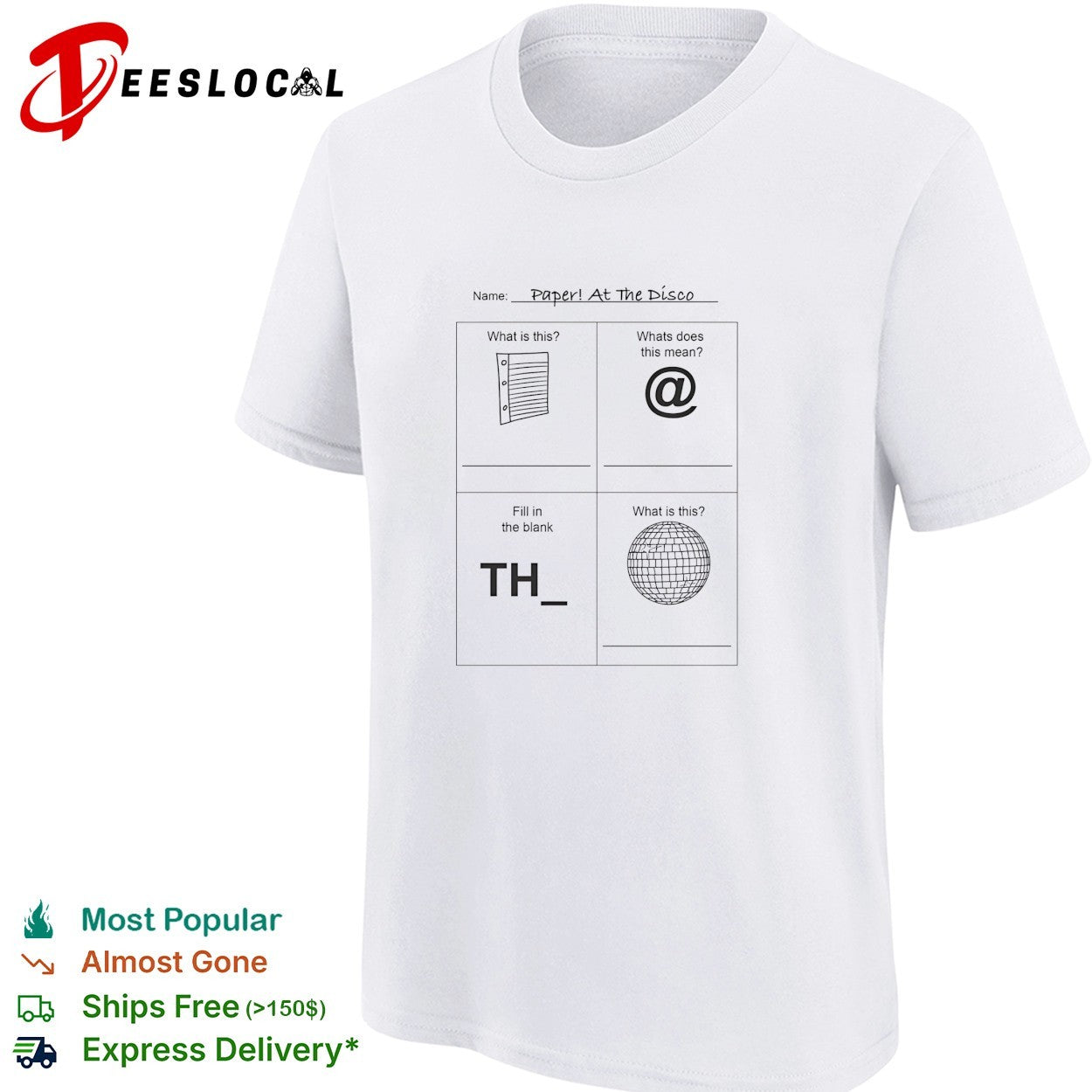 Paper at the disco educational worksheet parody shirt