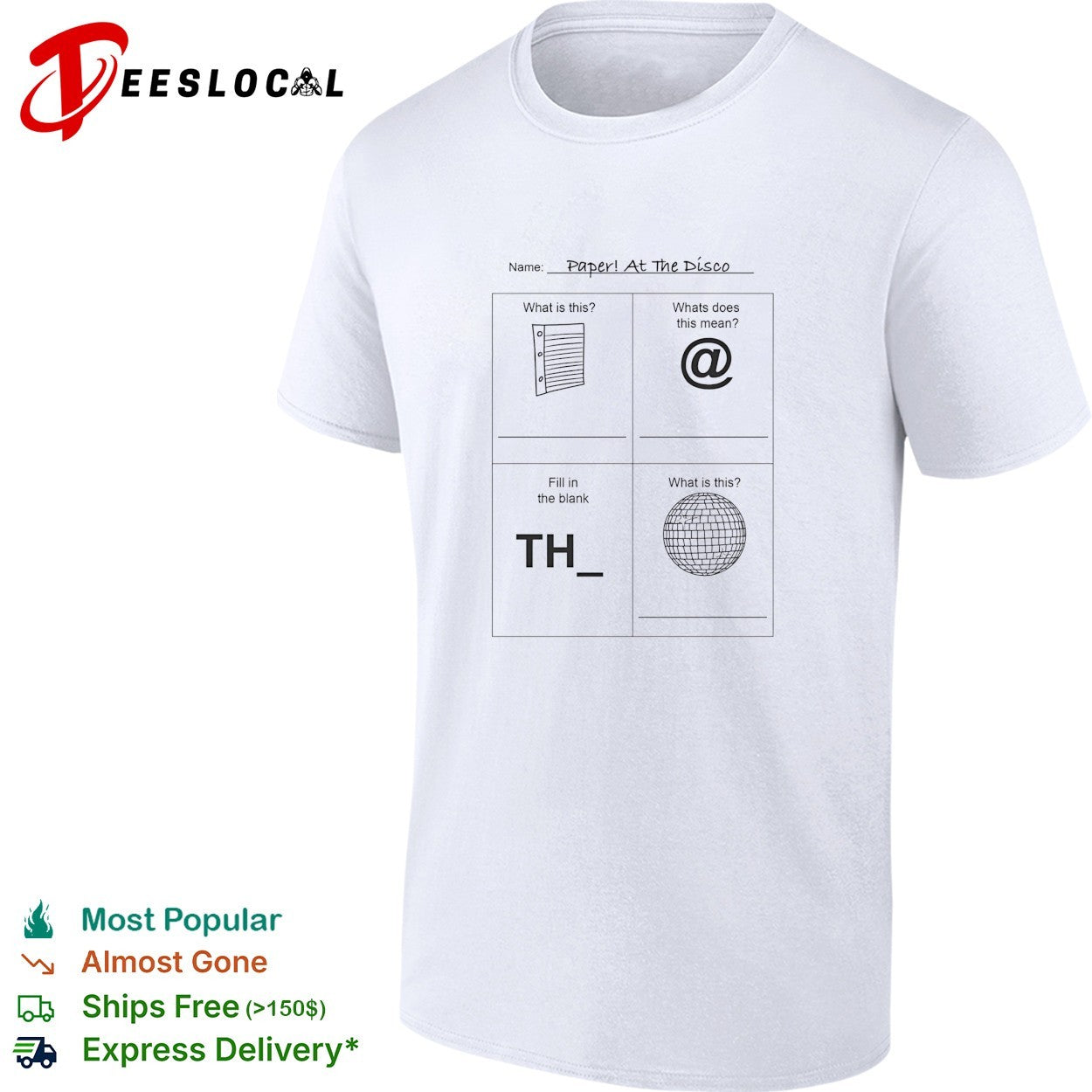 Paper at the disco educational worksheet parody shirt