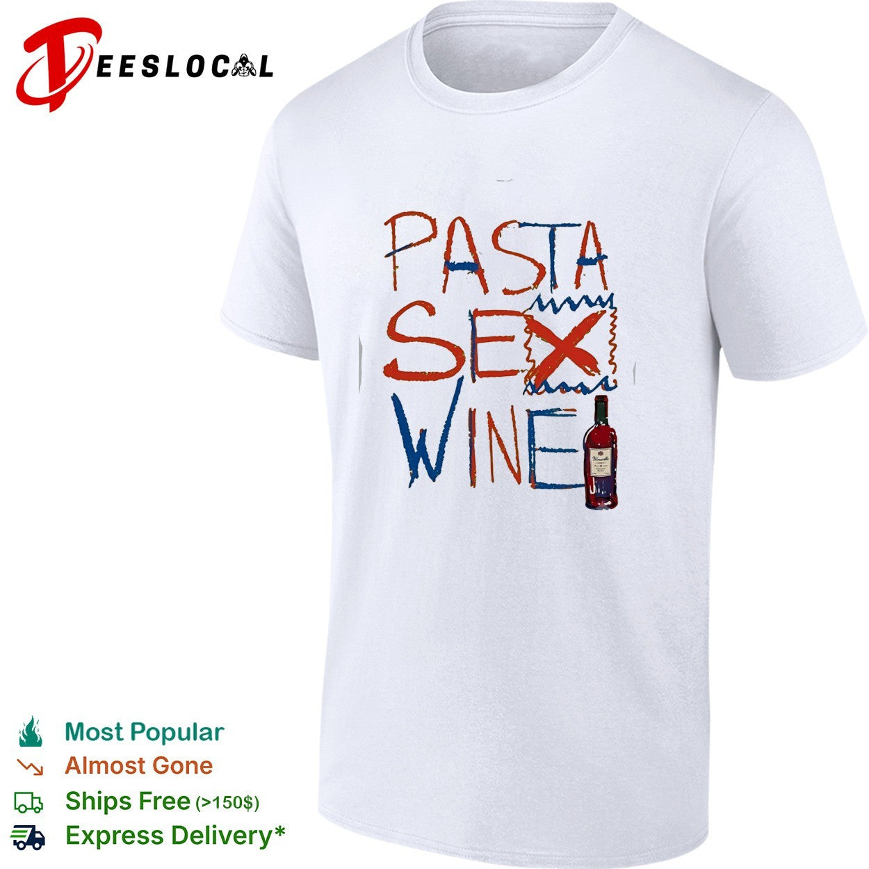 Pasta sex wine bottle shirt
