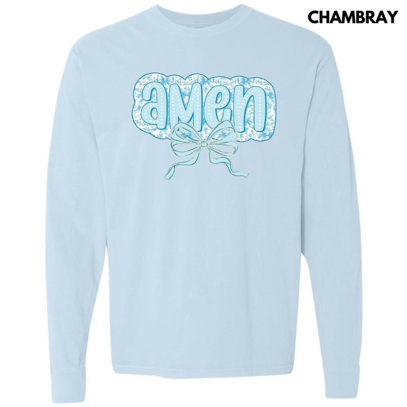 Pastel Blue Amen Long Sleeve Comfort Colors T-Shirt 'NLB' Hoodie, Sweatshirt | CiraTrend.com