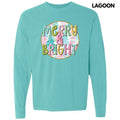 Pastel Merry & Bright Trees Long Sleeve Comfort Colors T-Shirt 'NLB' Hoodie, Sweatshirt | CiraTrend.com