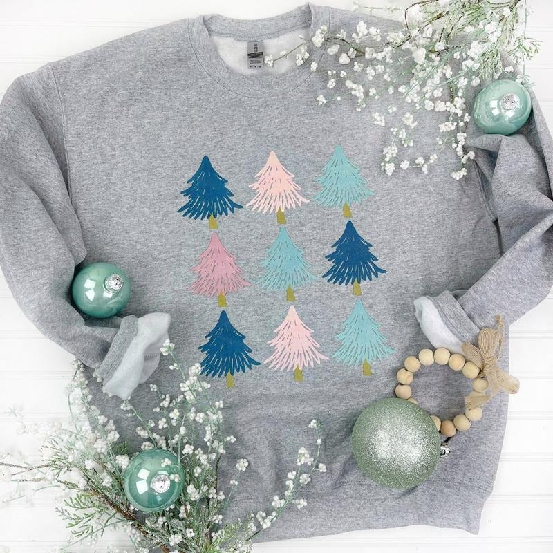 Pastel Tree Collage Sweatshirt T-Shirts, Hoodie | CiraTrend.com
