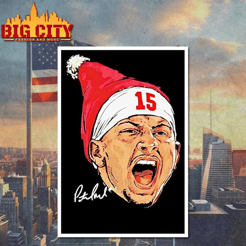 Patrick Mahomes Kansas City Chiefs In Christmas Santa Hat Signature Shirt