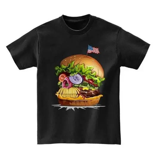 Patriot American Skull Burger, USA Hamburger - Short Sleeve Unisex, Men Made in USA T-Shirts, Hoodie, Sweatshirt