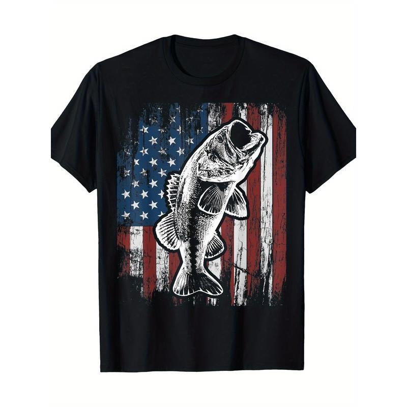 Patriotic American Flag Bass Father's Day Gift Men's T-shirt -100%cotton Made in USA Hoodie, Sweatshirt | CiraTrend.com