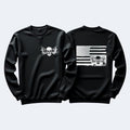 Patriotic American Flag Sweatshirt with Skulls Grunge Alt Hoodie Tops Womenswear Crewneck Long Sleeve Pullover Casual...