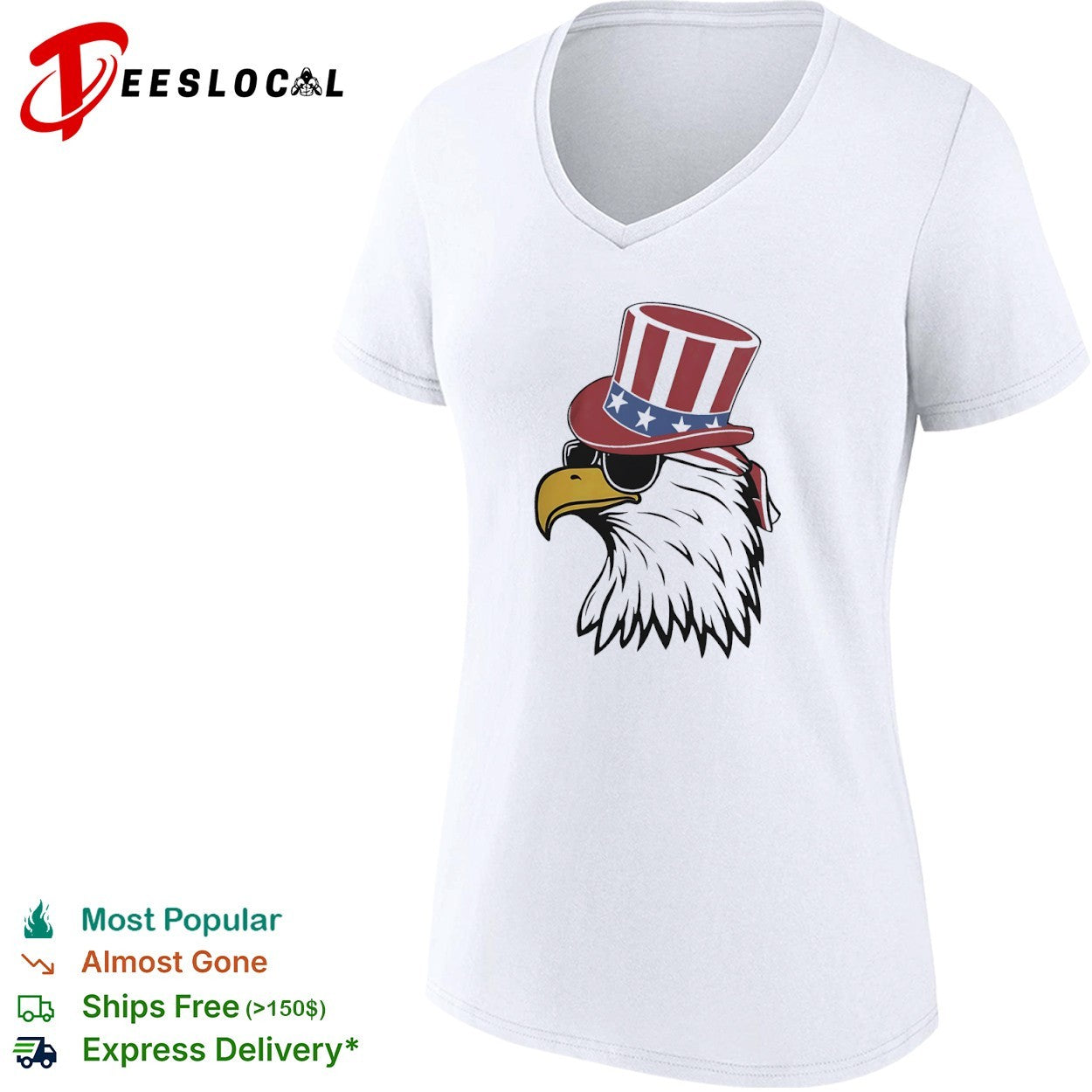 Patriotic American eagle with Uncle Sam hat and sunglasses shirt