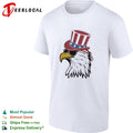 Patriotic American eagle with Uncle Sam hat and sunglasses shirt