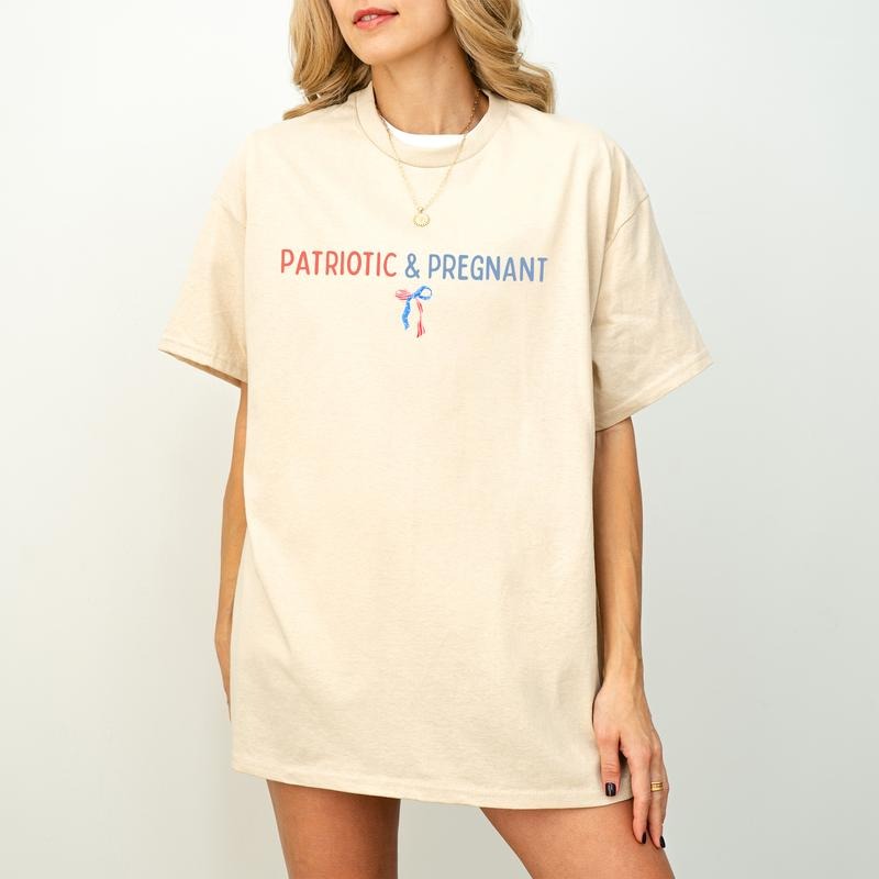 Patriotic And Pregnant Shirt, 4th Of July Pregnancy Announcement Shirt, Fourth Of July Pregnancy Reveal Shirt, Patriotic...