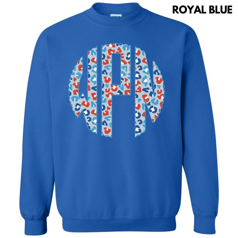 Patriotic Leopard Monogram Sweatshirt 'NLB' T-Shirts, Hoodie | CiraTrend.com