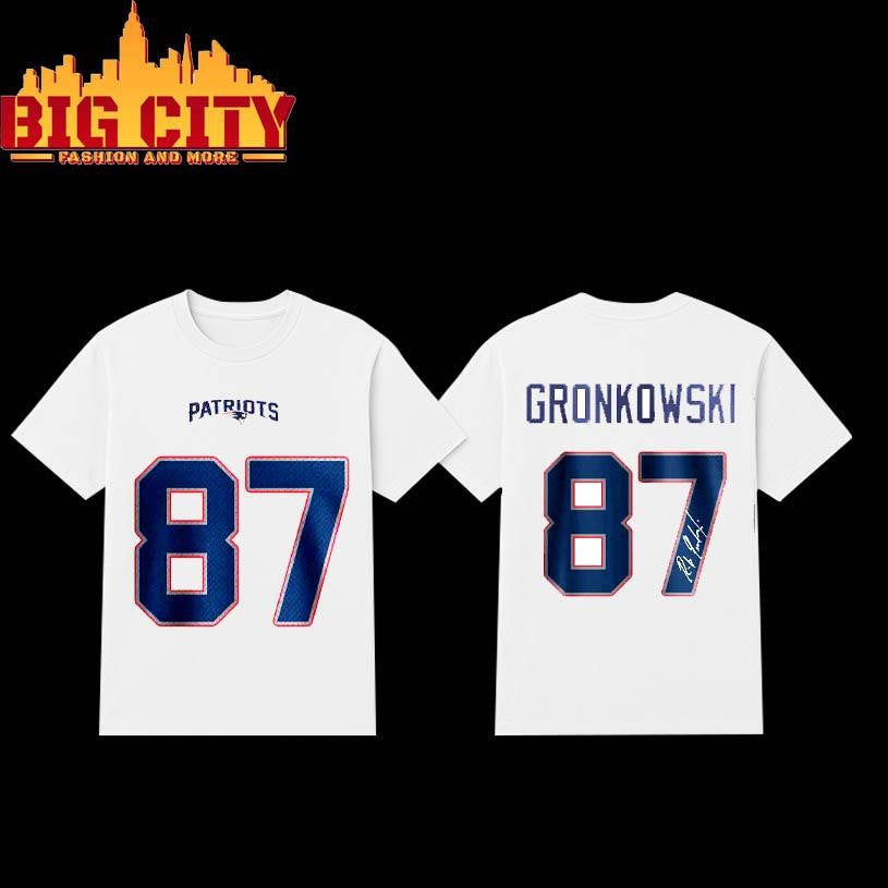 Patriots Rob Gronkowski Signature 2025 Football Signature Two Sided Shirt