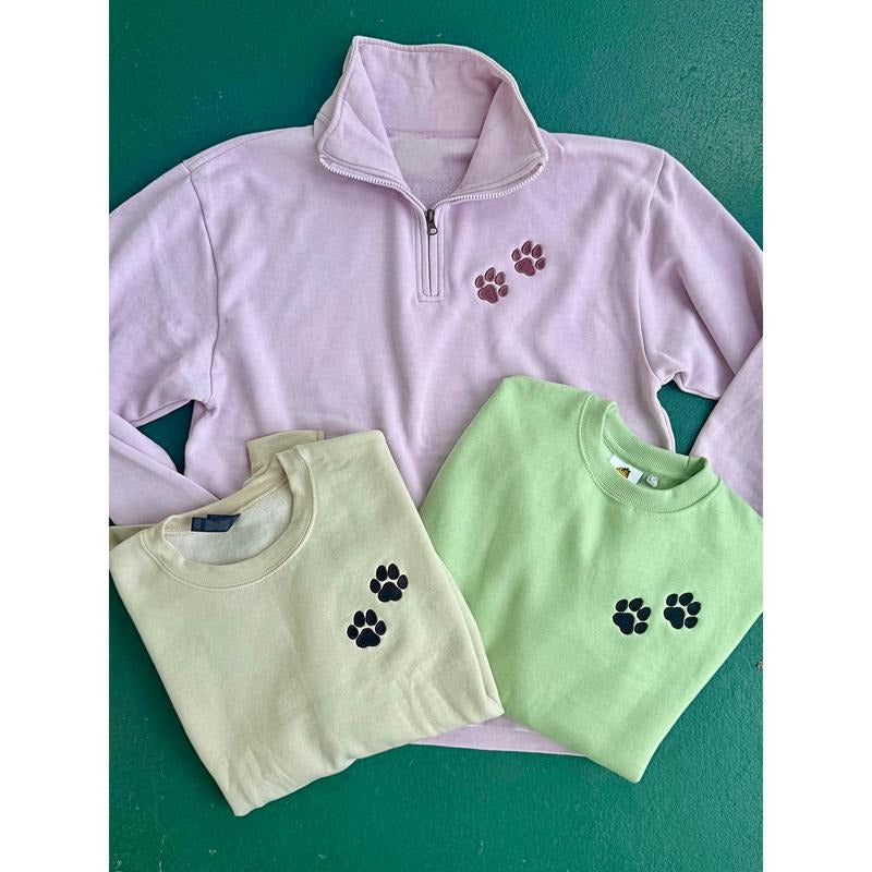 Paw Embroidered QZ Pullover or Sweatshirt (Multiple Options) T-Shirts, Hoodie | CiraTrend.com